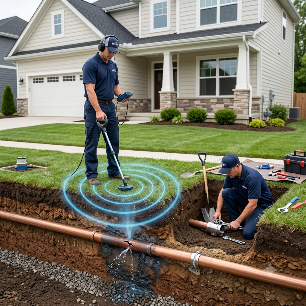Underground water line leak repair