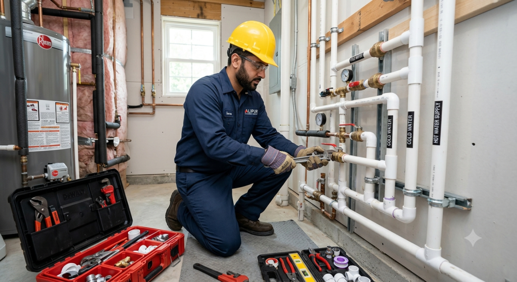 Main water shutoff valve in a Greensboro NC home